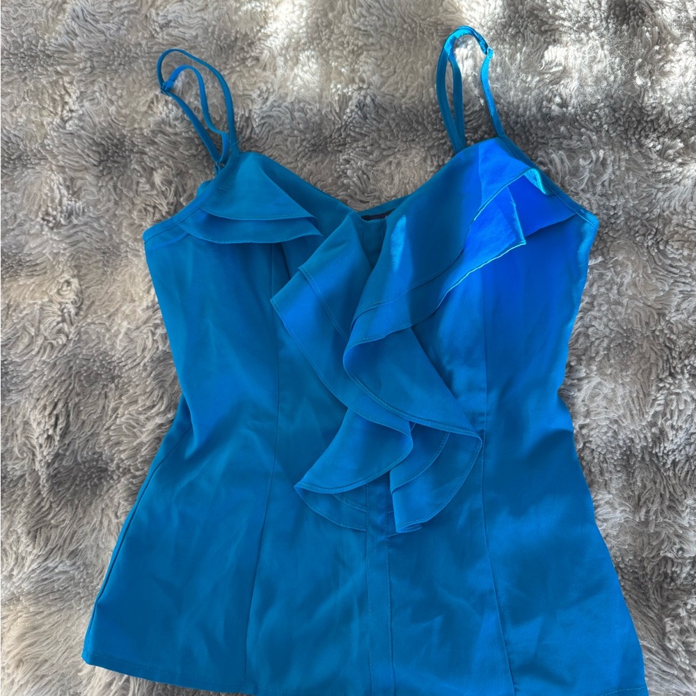 Miley Cyrus & Max Azria Vibrant Blue Ruffle Camisole